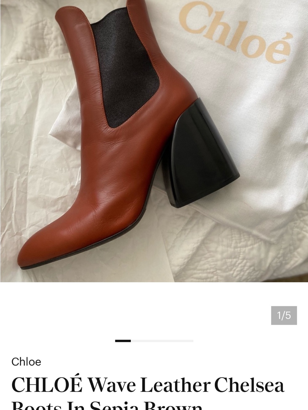 Chloe Red Leather Sculpted Block-Heel Chelsea Boot in 38.5 - Picture 3 of 7